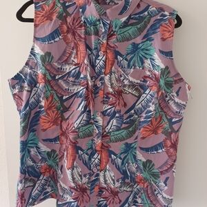 Reel Legends Floral Sleeveless Blouse - Purple and Blue